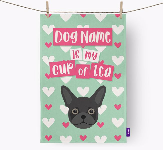 '{dogsName} is my cup of tea' Tea Towel with {breedFullName} Icon